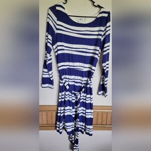 Vineyard Vines Womens Blue White Stripe Long Sleeve Midi Dress Size Medium